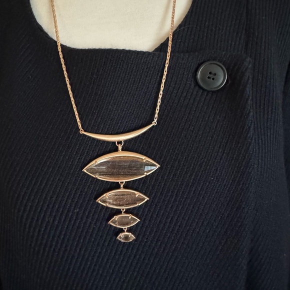 Kendra Scott Morris Hi Low Necklace Rose Gold Plated and Gold Dusted Gla… - Picture 9 of 9